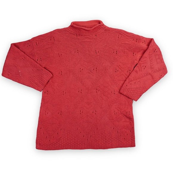 Vintage‎ Sasson Sweater Womens Large - XL 47 inch Pink Orange sweater Open weave - Picture 1 of 11